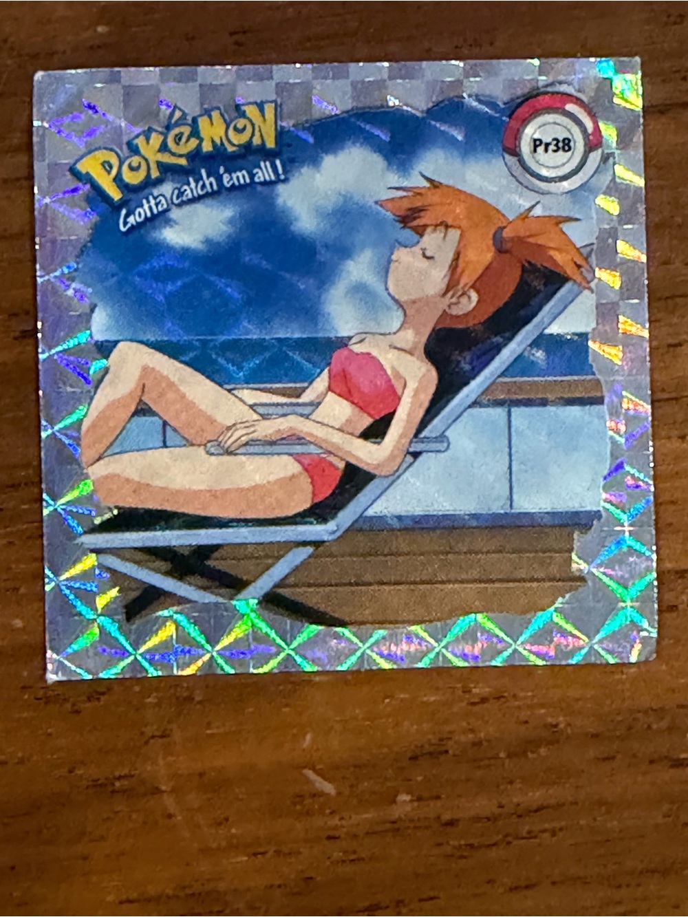 Pokemon Misty Vintage 1999 Holographic Sticker - Pink Red Blue Silver